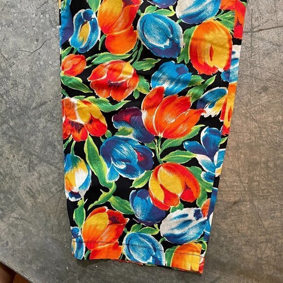 Vintage 80s 90s High Waisted Gap Floral Tropical Pants Womens Large - Picture 5 of 12